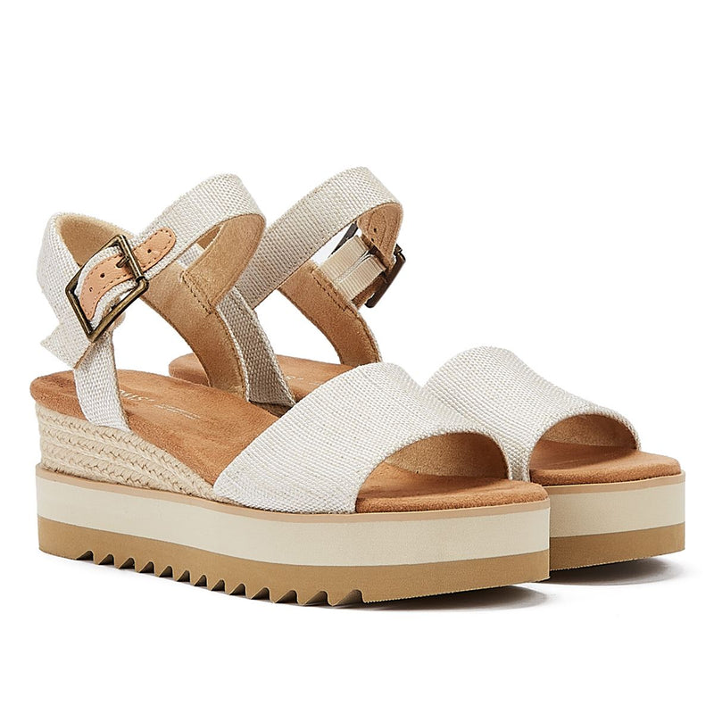 TOMS Diana Canvas Wedge Natural Women's White Sandal