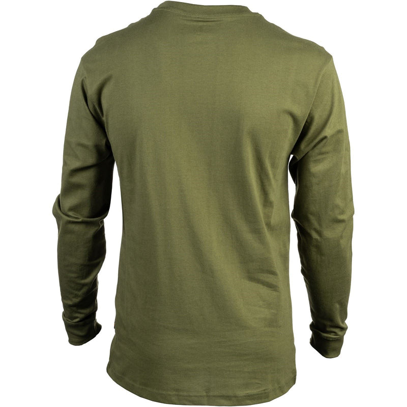 Caterpillar Trademark Banner Long Sleeve Cotton Men's Green T-Shirt