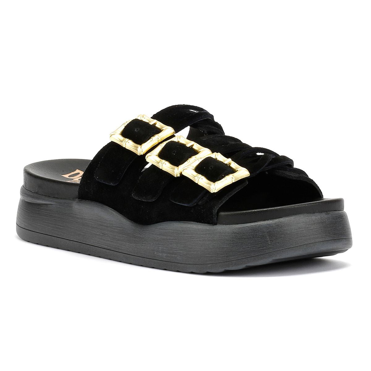 Desert Fleur Gypsum Tennesee Suede Women's Black Sandals