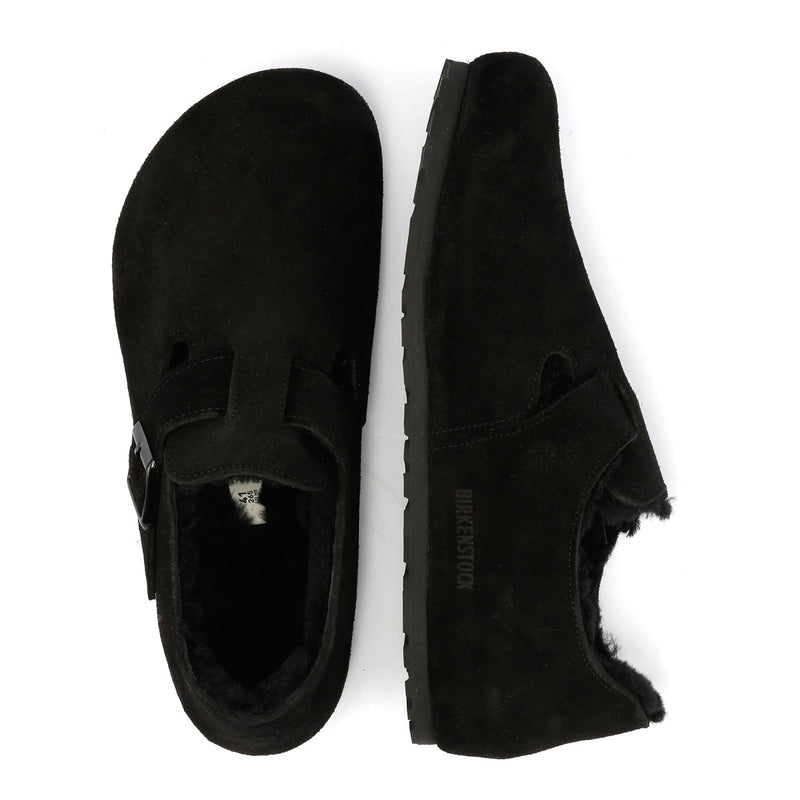 Birkenstock London Shearling Suede Black Shoes