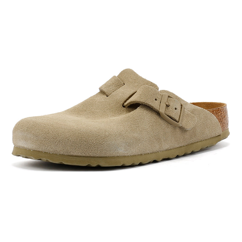 Birkenstock Boston Suede Faded Khaki Grey Clogs