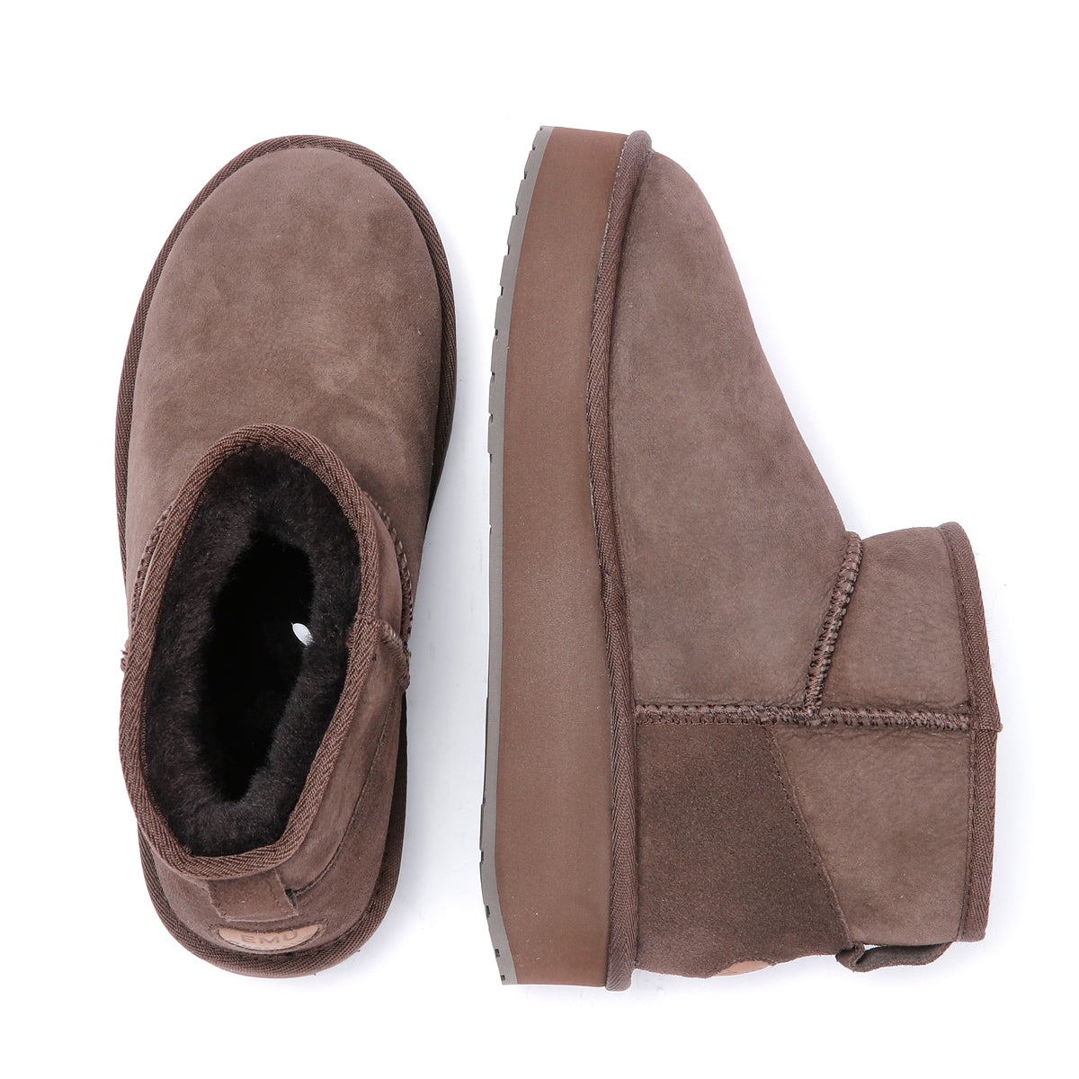 Emu Australia Stinger Micro Flatform 2.0 Sheepskin Women's Chocolate Boots
