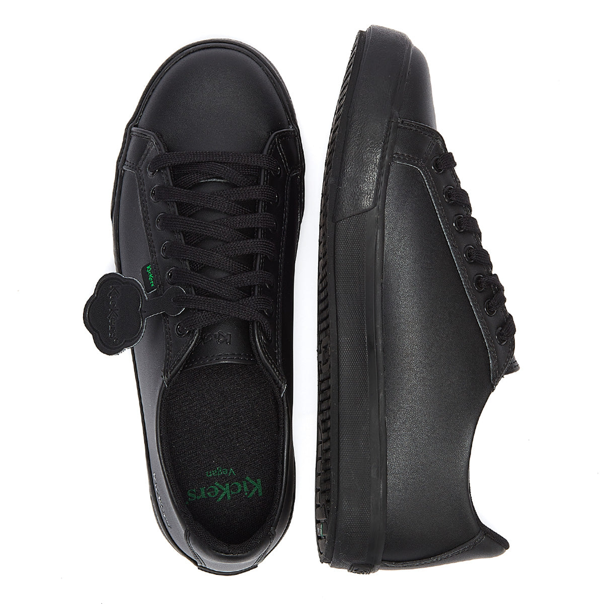 Kickers Youth Black Leather Tovni Lacer Trainers