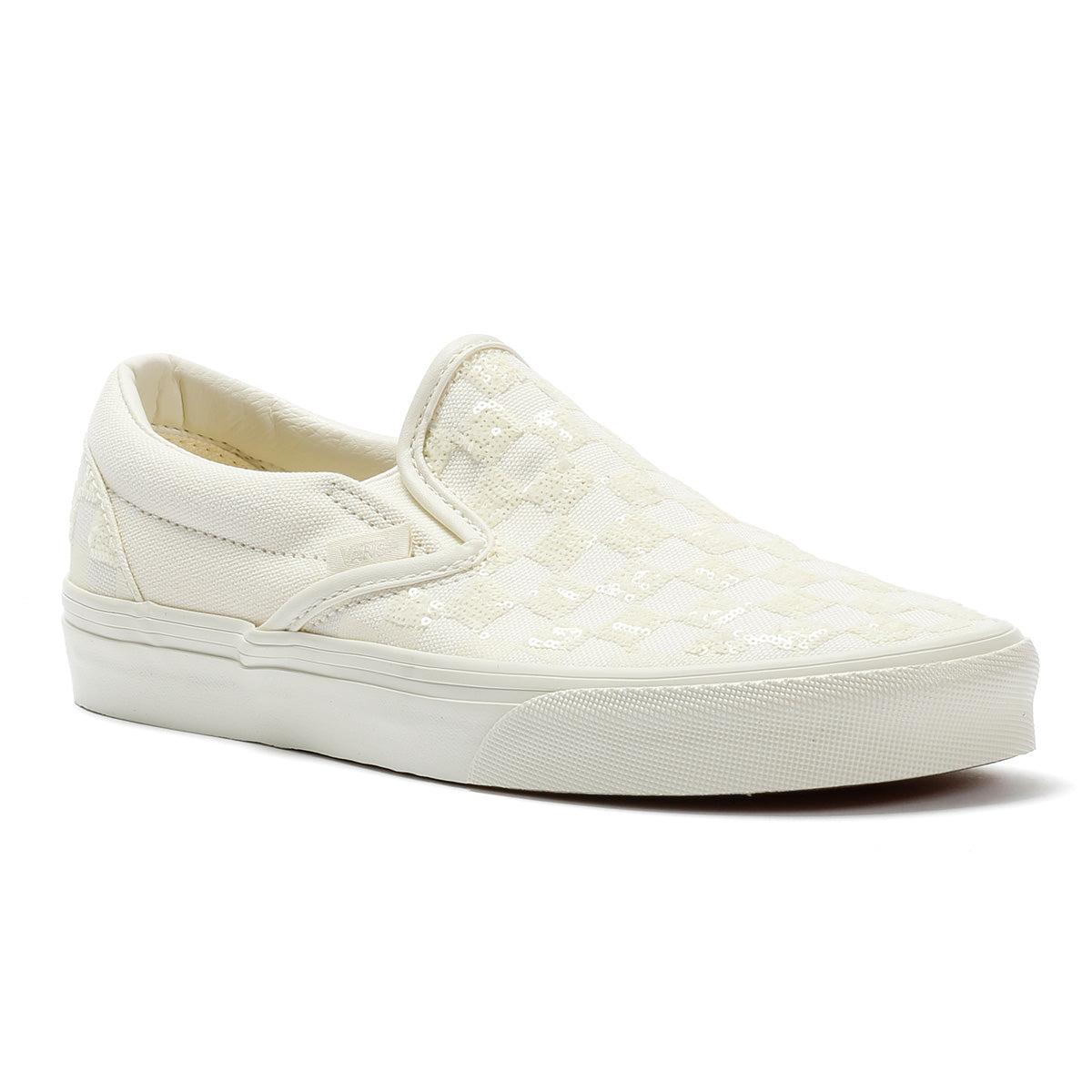 Vans Classic Slip-On Canvas Women's White Beaded Checkerboard Trainers