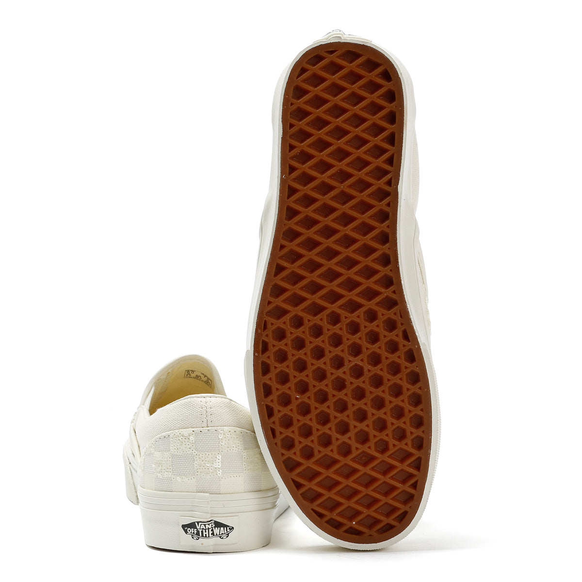 Vans Classic Slip-On Canvas Women's White Beaded Checkerboard Trainers