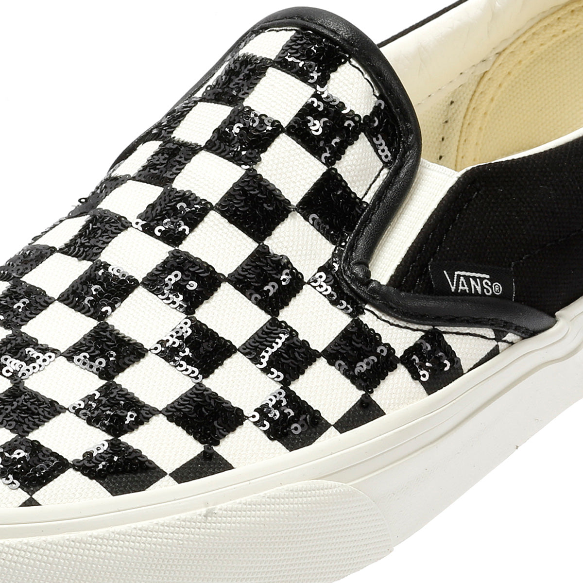 Vans Classic Slip-On Canvas Women's Black/White Beaded Checkerboard Trainers
