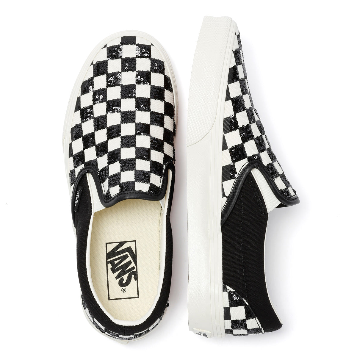 Vans Classic Slip-On Canvas Women's Black/White Beaded Checkerboard Trainers