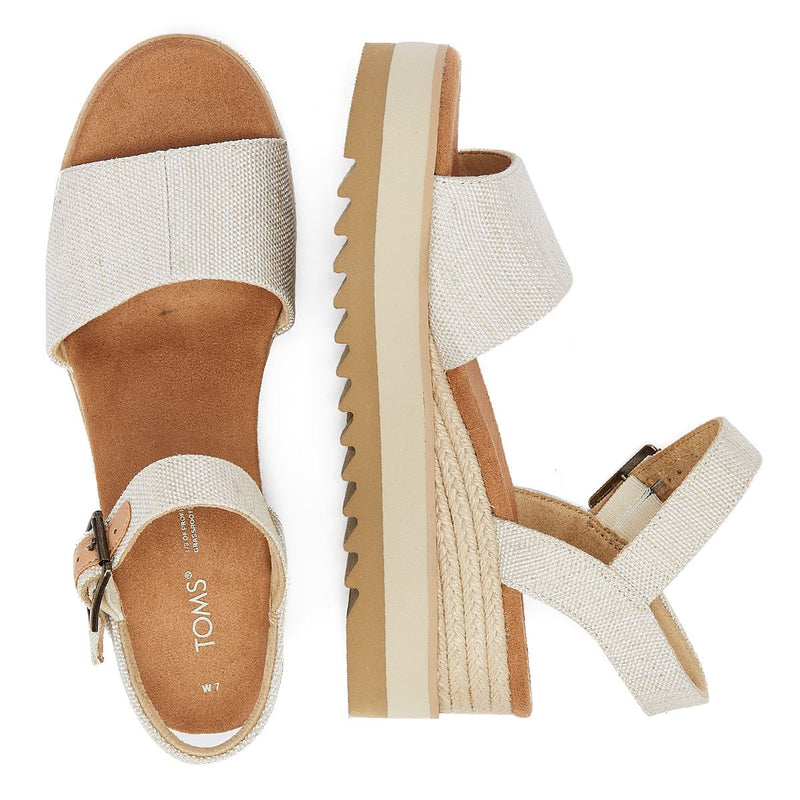 TOMS Diana Canvas Wedge Natural Women's White Sandal