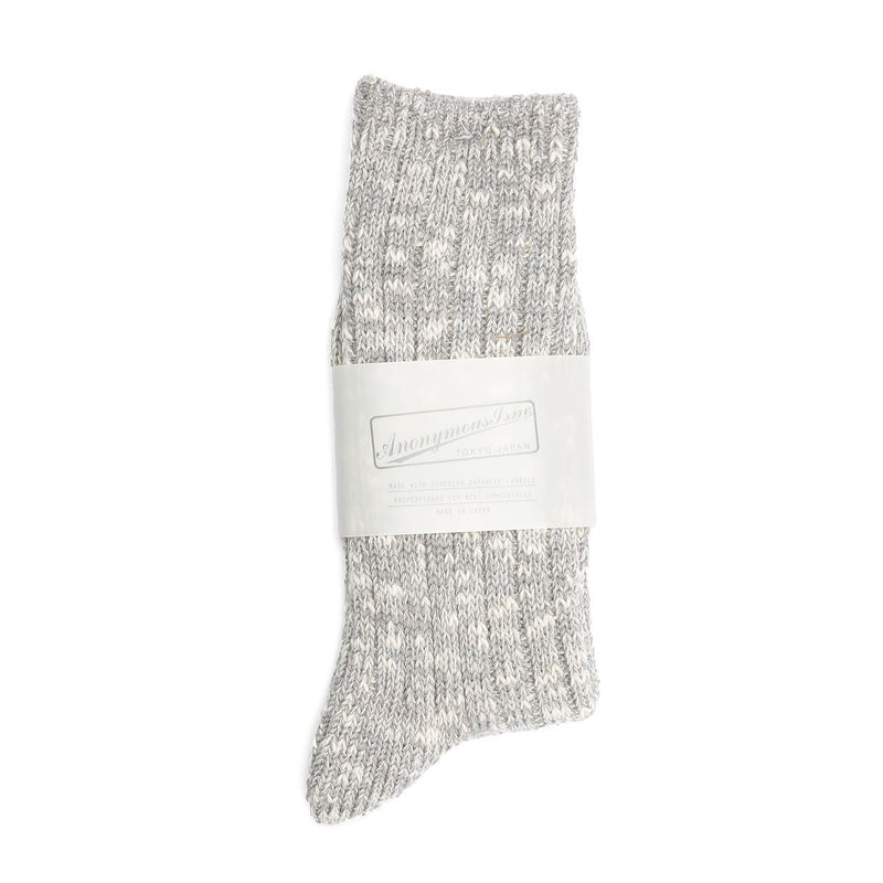 Anonymous Ism Lightweight Slub Crew Cotton Men's Grey Calf High Socks