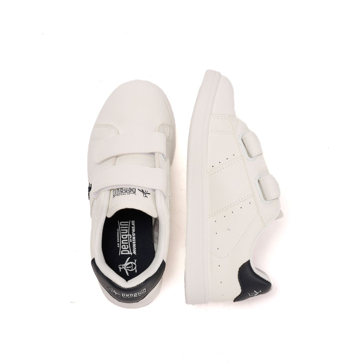 Penguin Junior Marble White/Navy Trainers