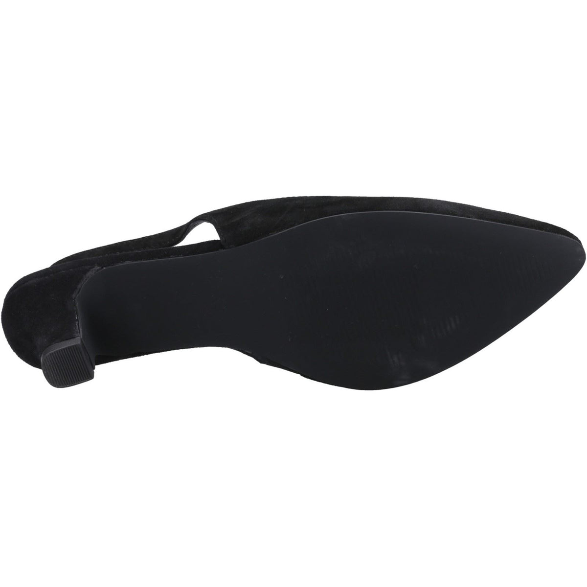 Hush Puppies Nahla Suede Heel Leather Women's Black Round Slingback Shoes