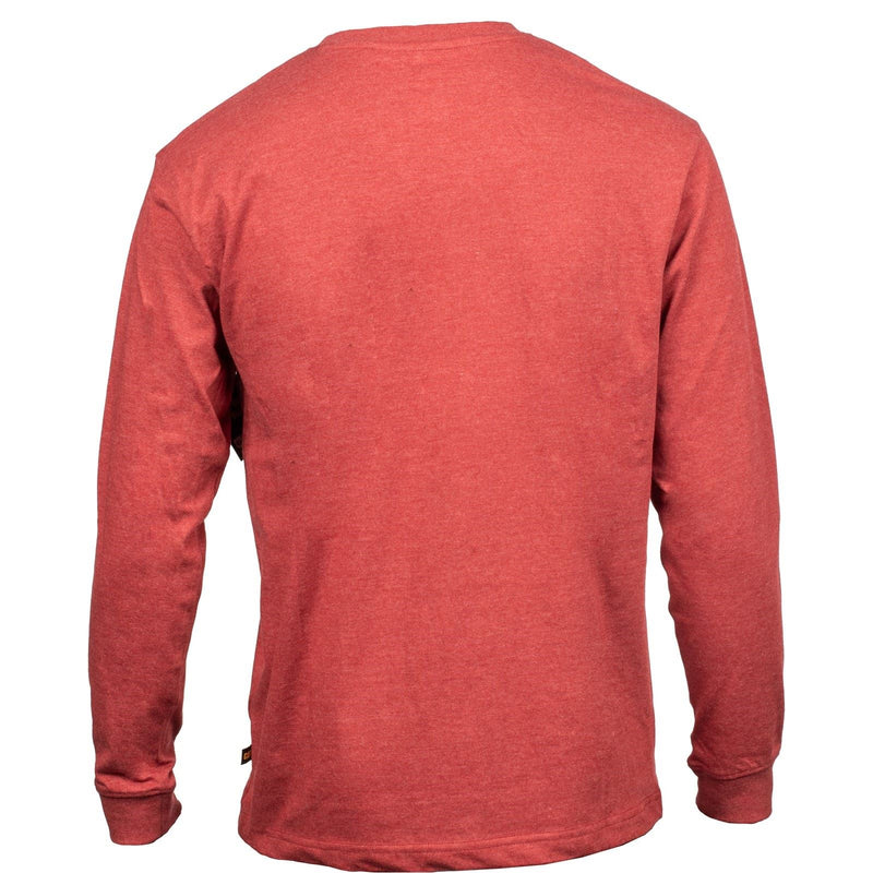 Caterpillar Trademark Banner Long Sleeve Cotton Men's Red T-Shirt