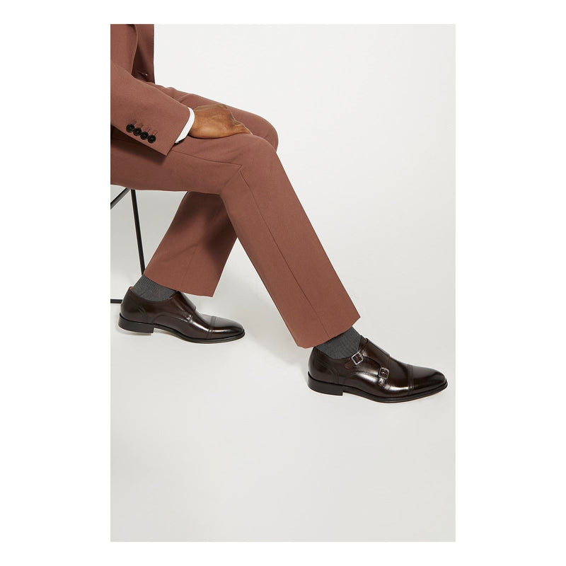 Dune Saloon Leather Men's Brown Double Monk Shoes