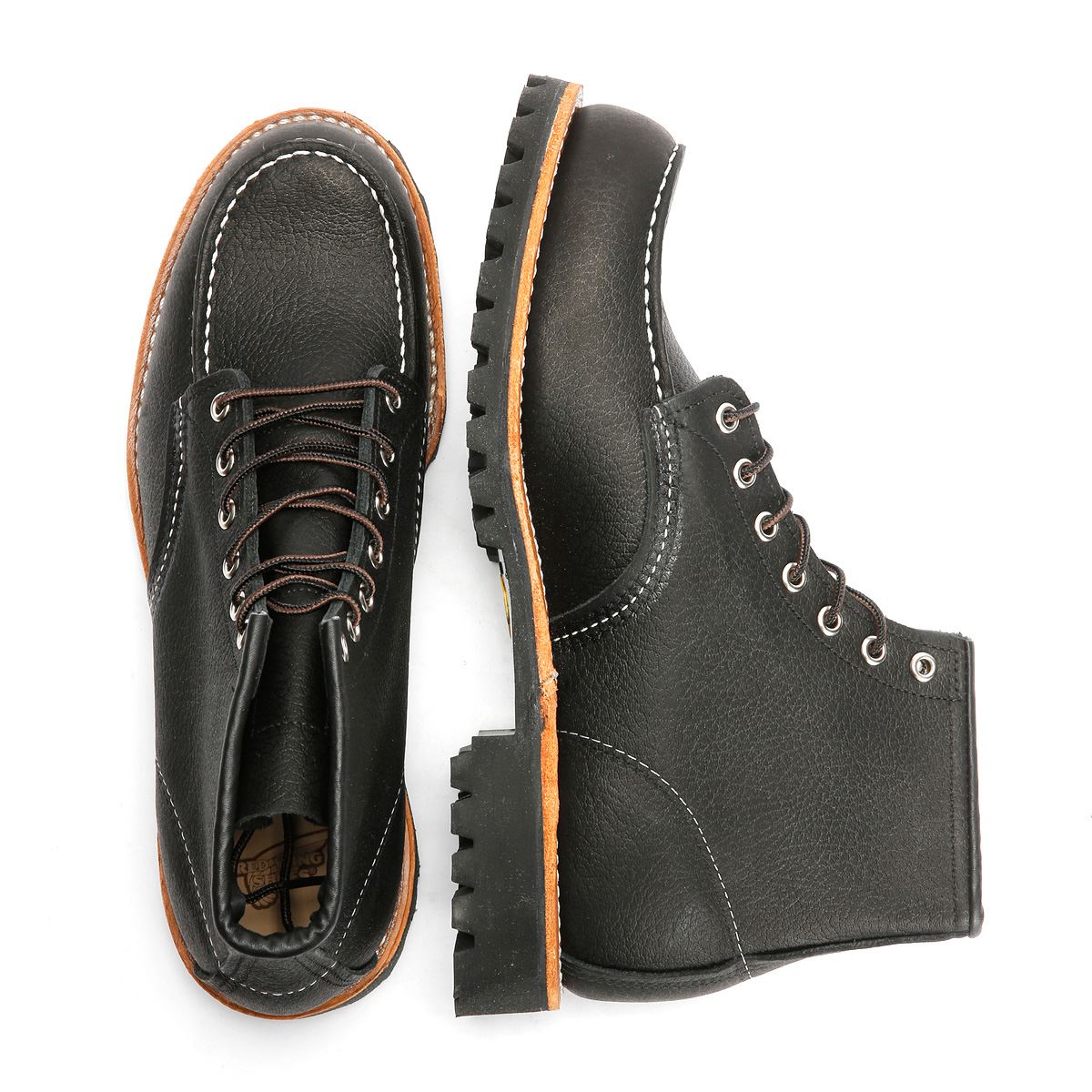 Red Wing 2949 Roughneck 6" Moc Toe Work Leather Men's Black Boots