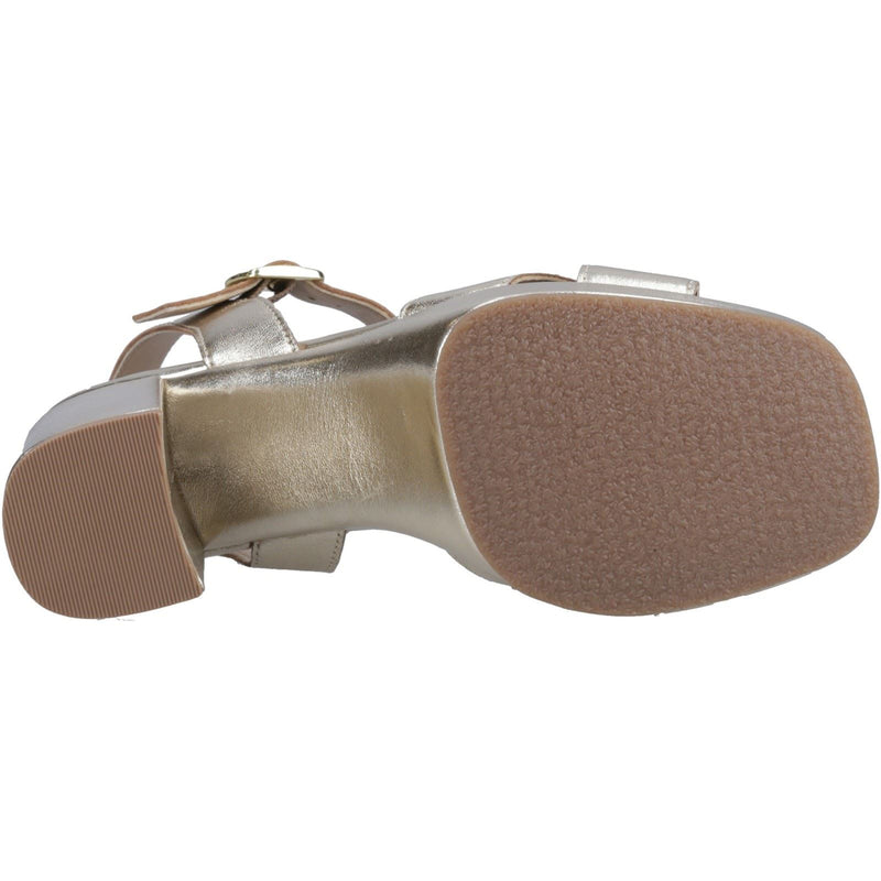 Hush Puppies Ophelia Leather Heel Suede Women's Gold Sandals