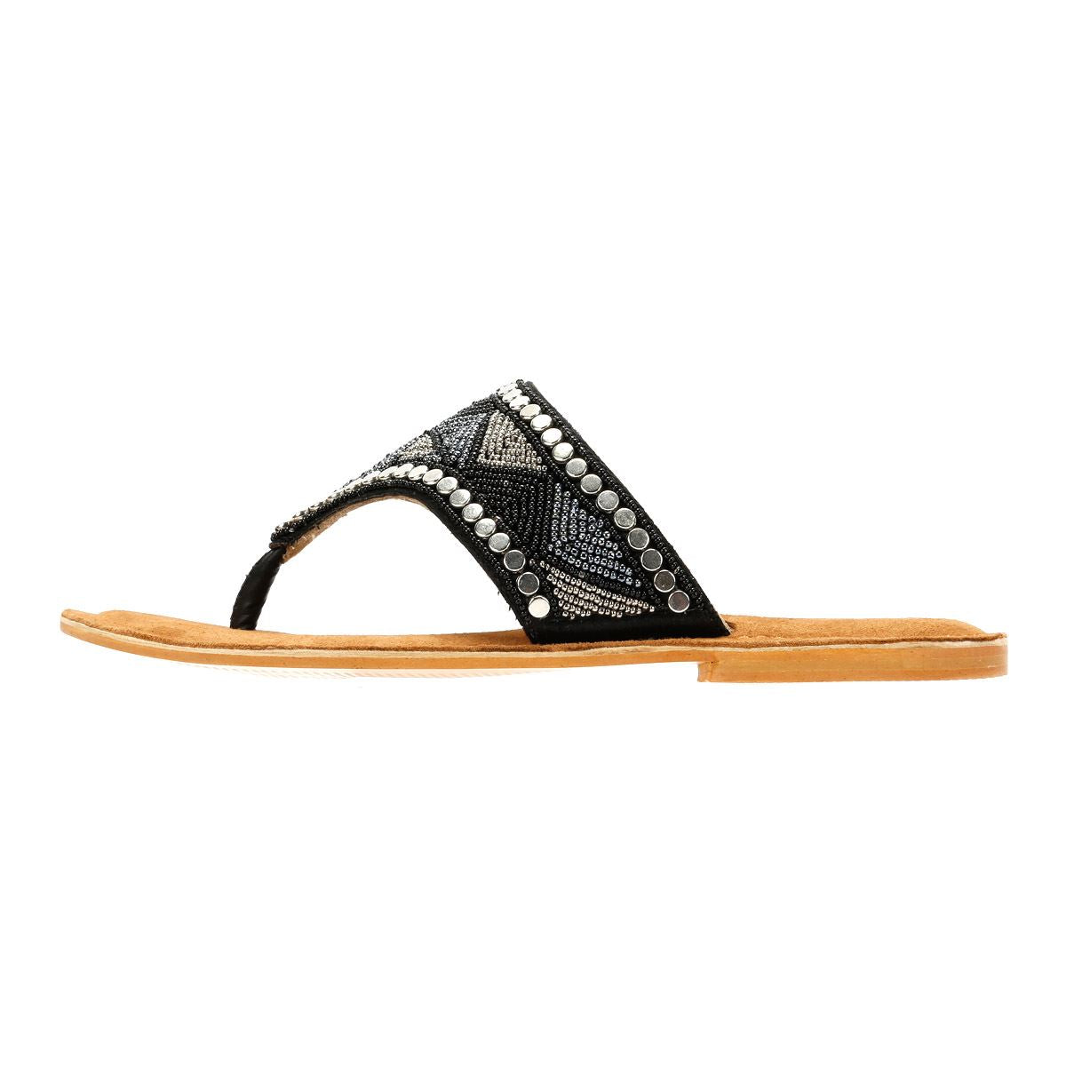 Tower London Toepost Women's Black Metallic Sandals