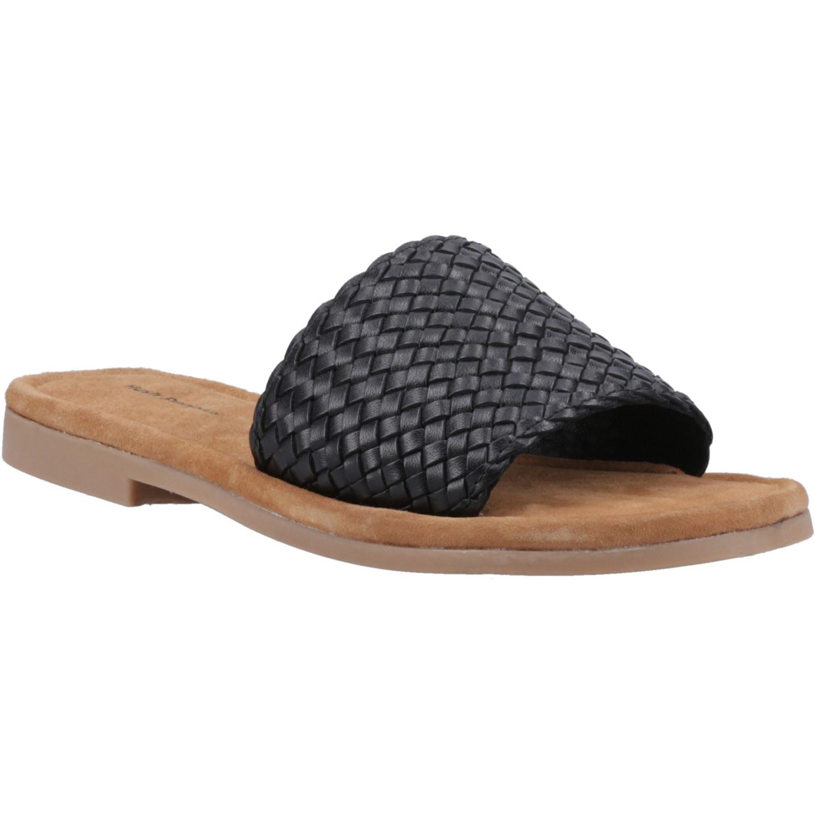 Hush Puppies Hetty Slide Leather Women's Black Wide Sandals