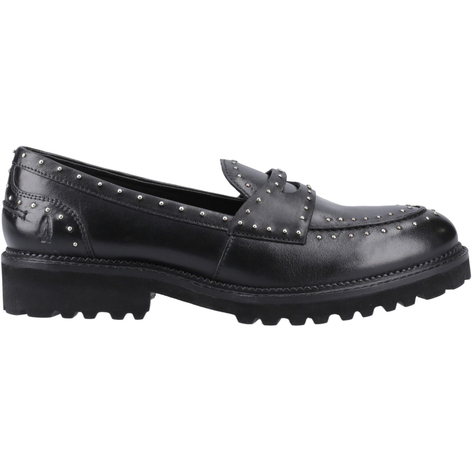 Hush Puppies Genie Leather Women's Black Standard Loafers