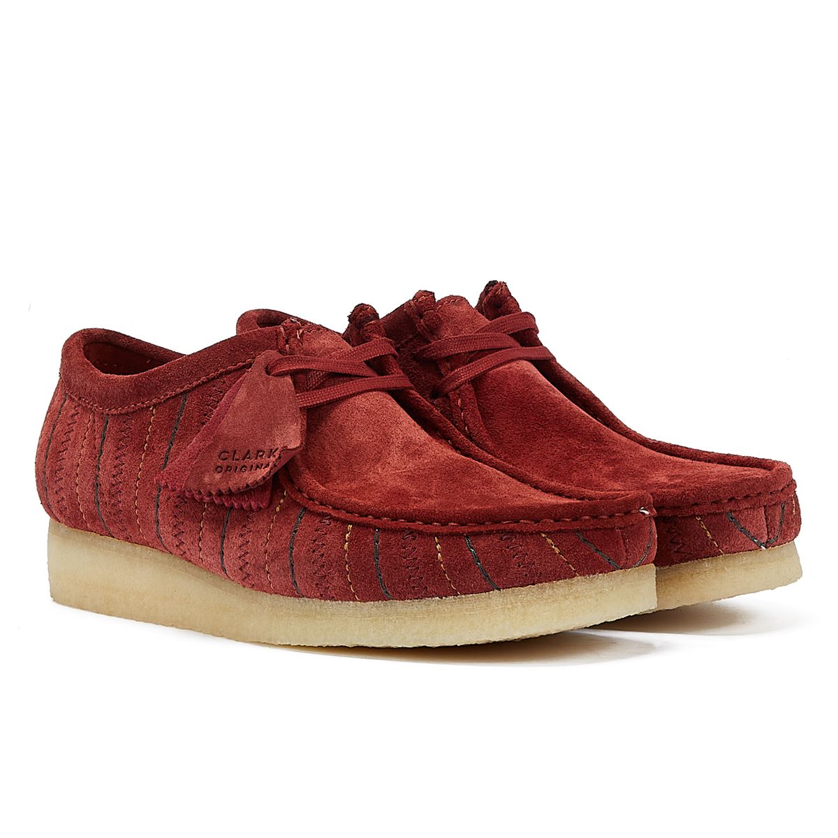 Clarks Originals Wallabee Combination Men's Burgundy Lace-Up Shoes