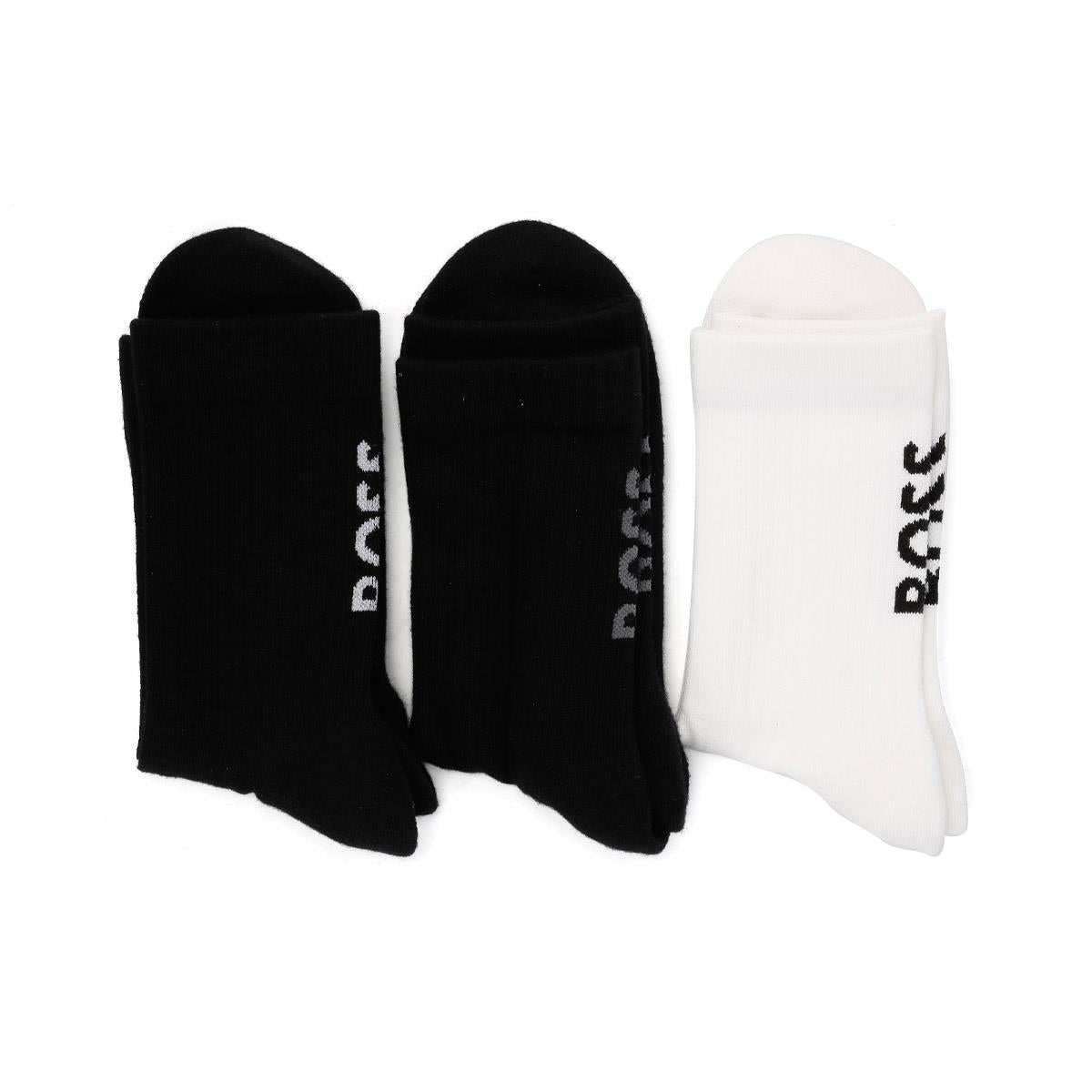 Boss 3 Pack Logo EU 40 - 46 Men's Black / White Calf High Socks