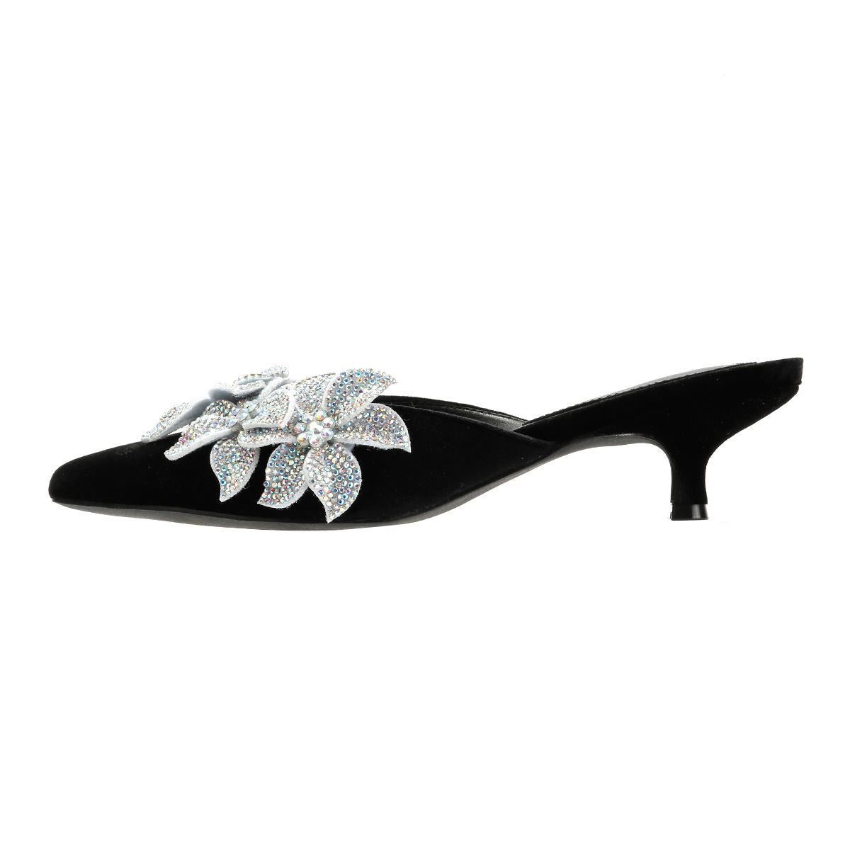 French Connection Victoria Velvet Kitten Heel Women's Black Mules
