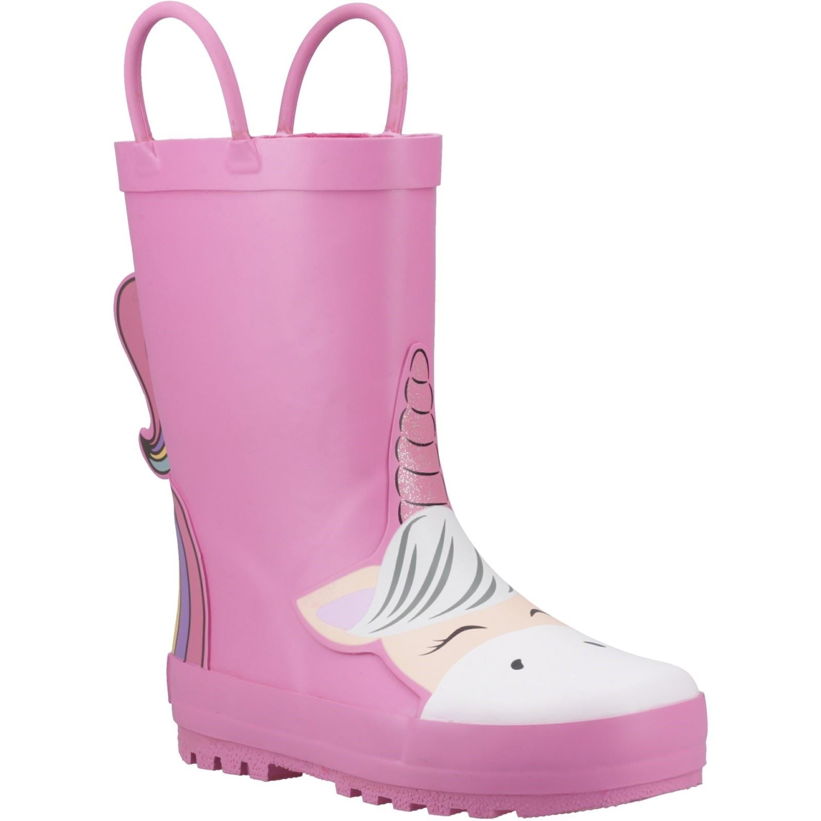 Cotswold Puddle 3D Rubber Girl's Pink Wellington Boots