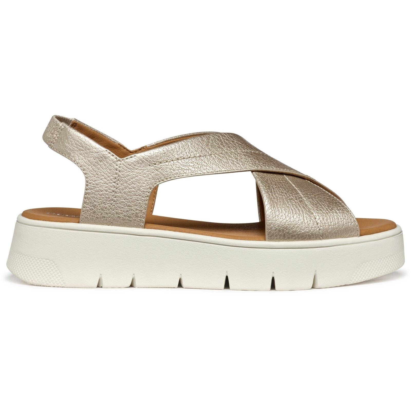 Geox D DANDRA 40 Synthetic Synthetic Women's Light Gold Sandals