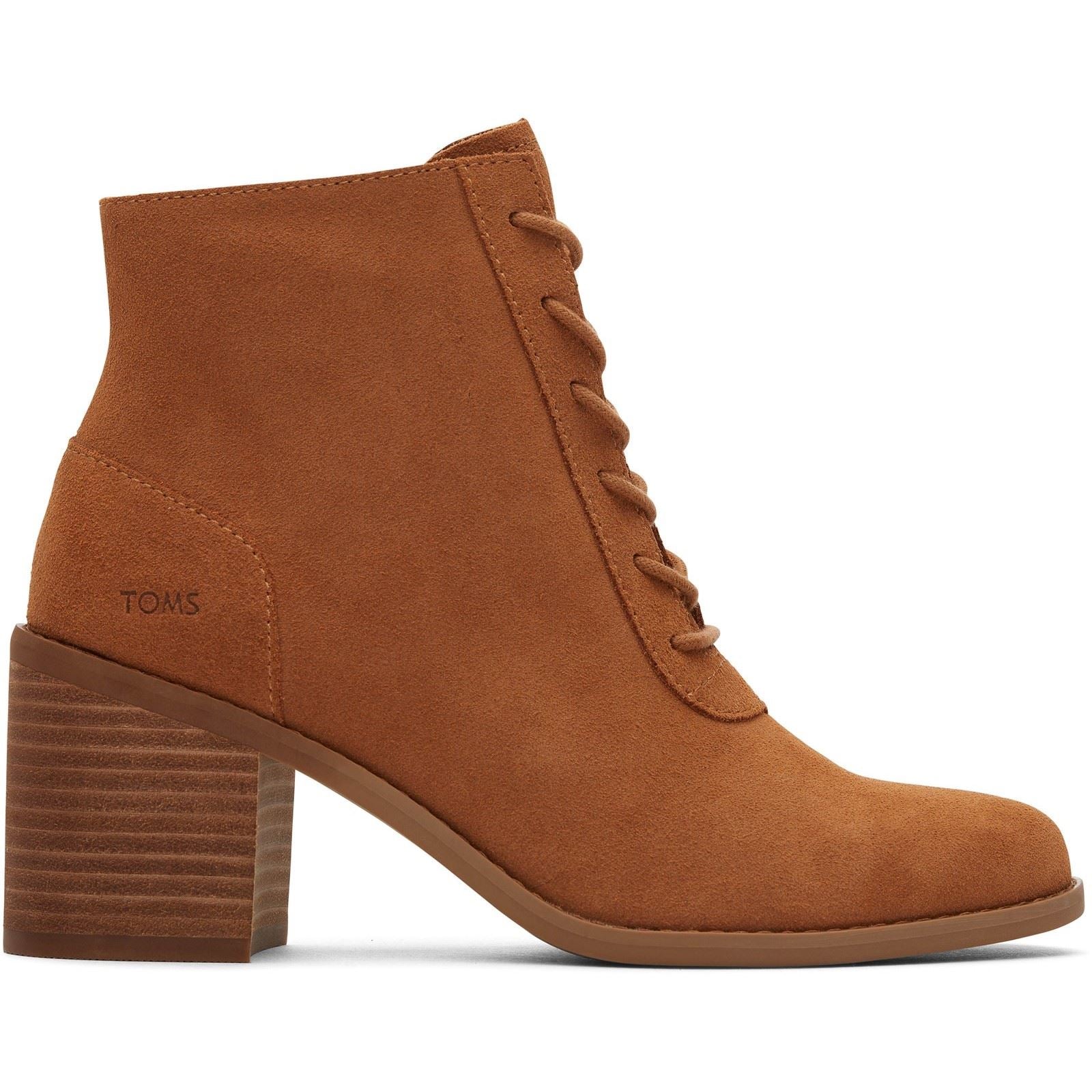 TOMS Evelyn Leather Women's Tan Heeled Ankle Boots