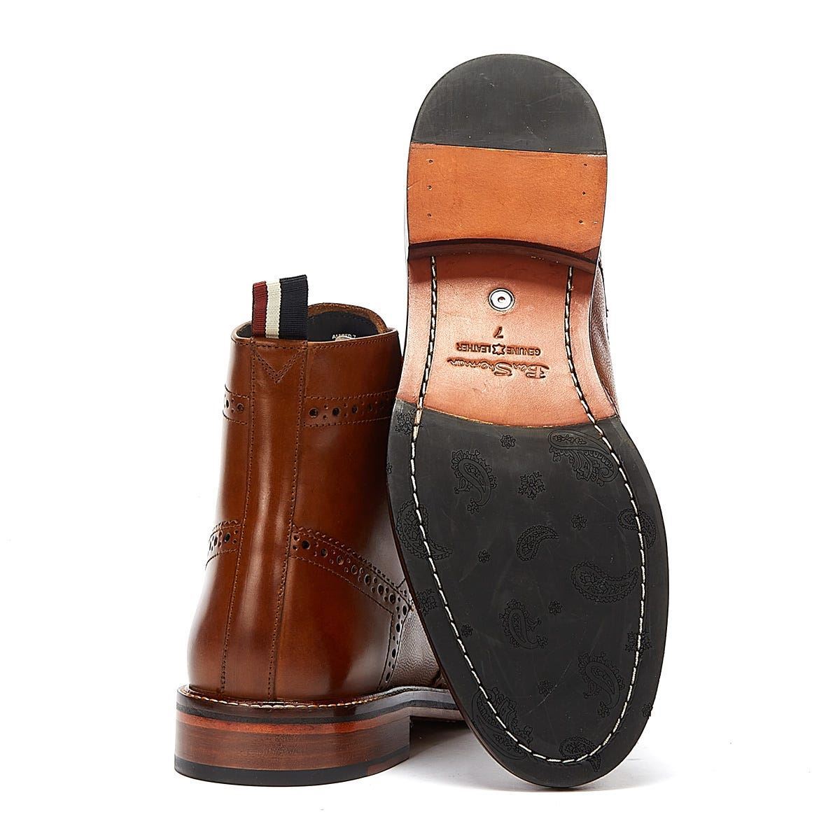 Ben Sherman Alfred Brogue Leather Men's Tan Boots