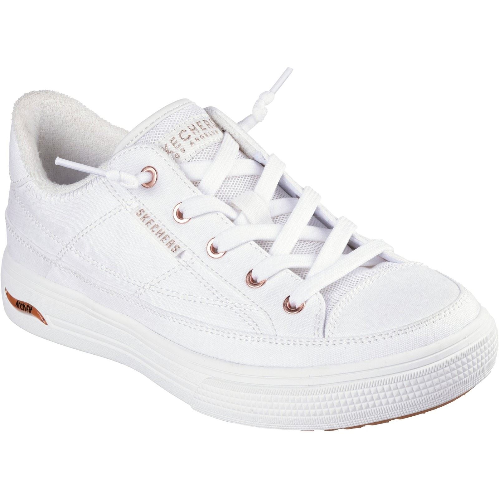 Skechers Arch Fit Arcade - Meet Ya There Textile Women's White Trainers