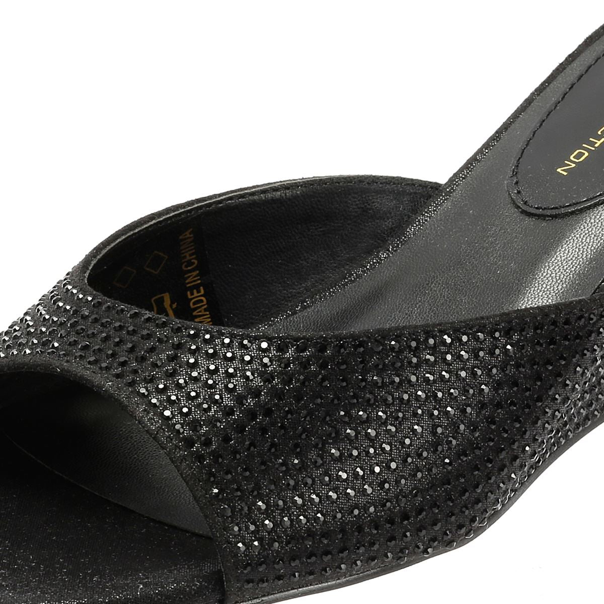 French Connection Tina Rhinestone Women's Black Wedge Sandals
