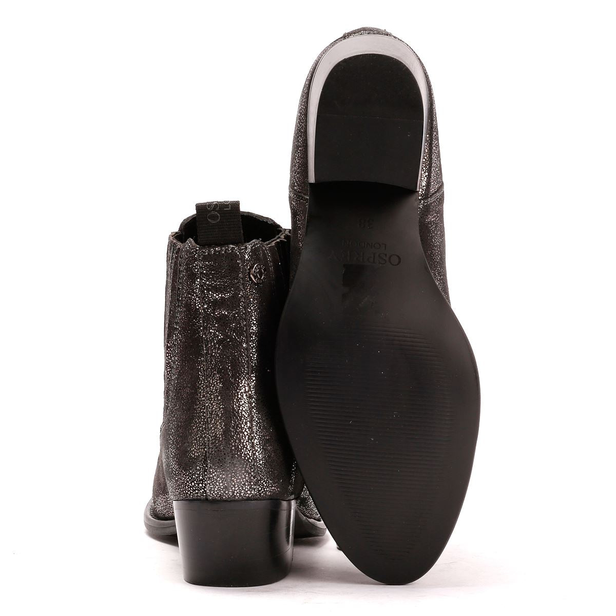 Osprey London The Janey Leather Women's Gunmetal Ankle Boots