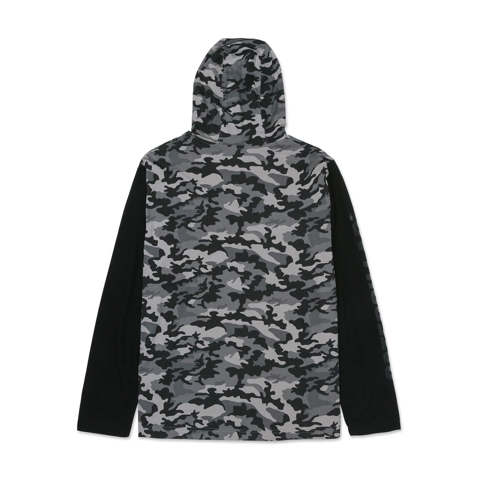 Caterpillar Hooded Long Sleeve Cotton Men's Grey T-Shirt