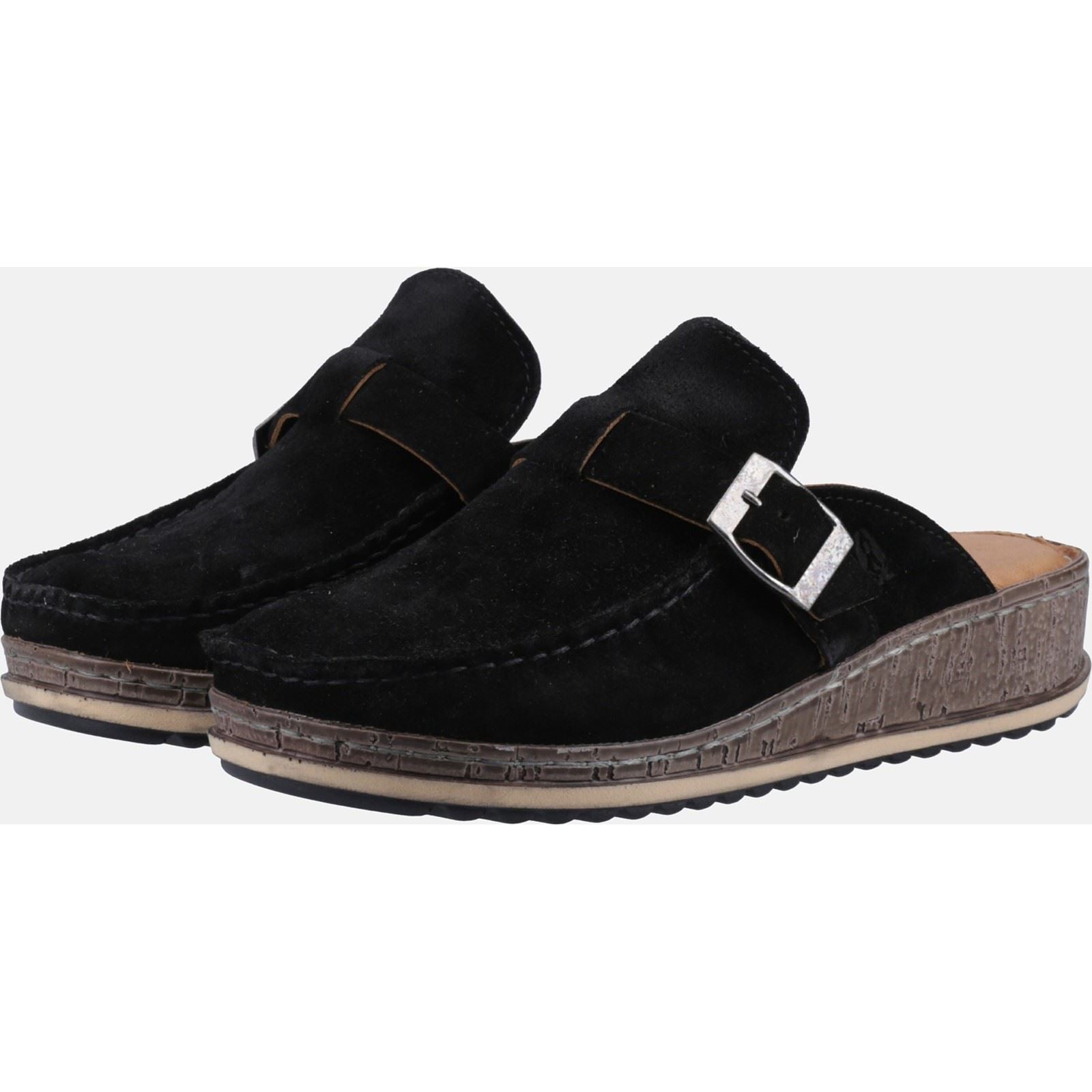 Hush Puppies Sorcha Mule Leather Women's Black Suede Sandals