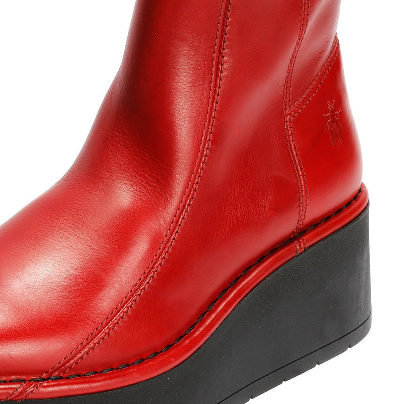 Fly London Hann Wedge Leather Women's Red Boots