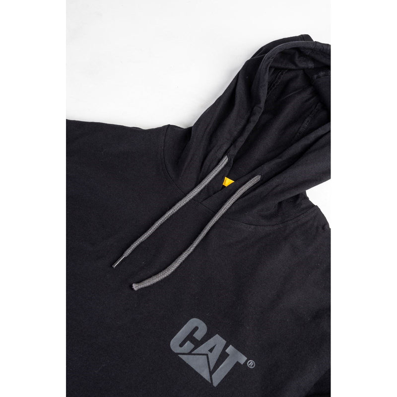 Caterpillar Hooded Long Sleeve Cotton Men's Black T-Shirt