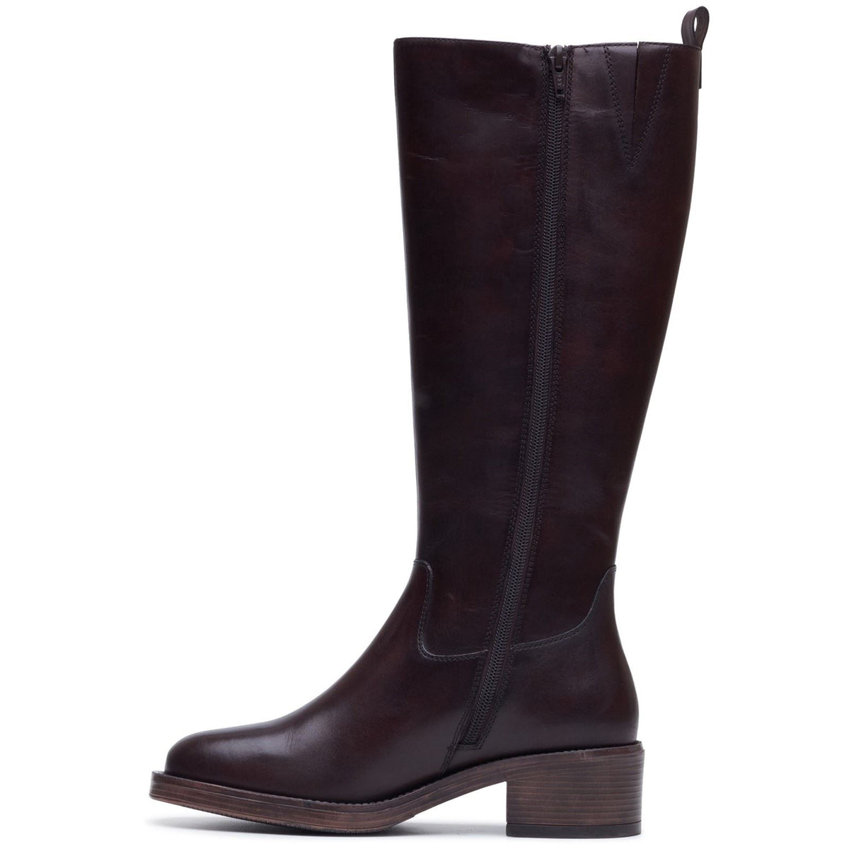 Hush Puppies Antonia Long Leather Women's Chocolate Heeled Knee High Boots