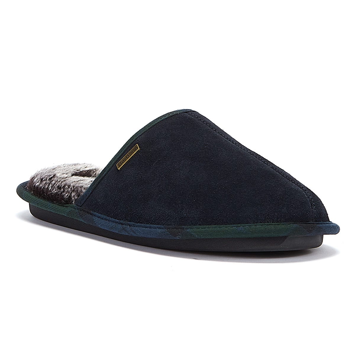 Barbour Young Suede Mens Navy Slippers