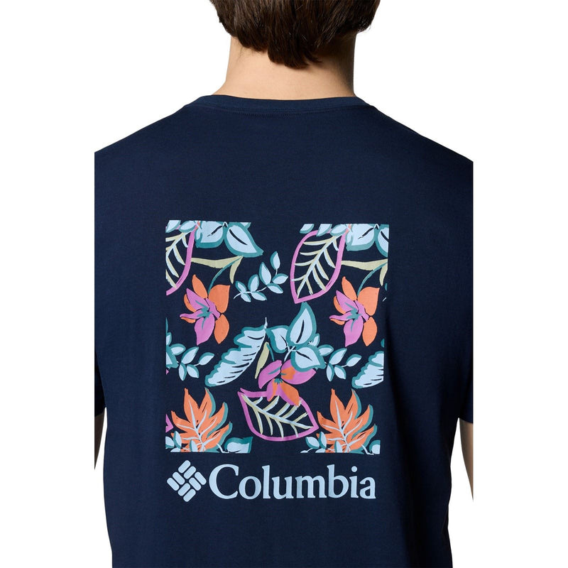 Columbia North Cascades Short Sleeve Tee Cotton Men's Blue Short Sleeve T-Shirts