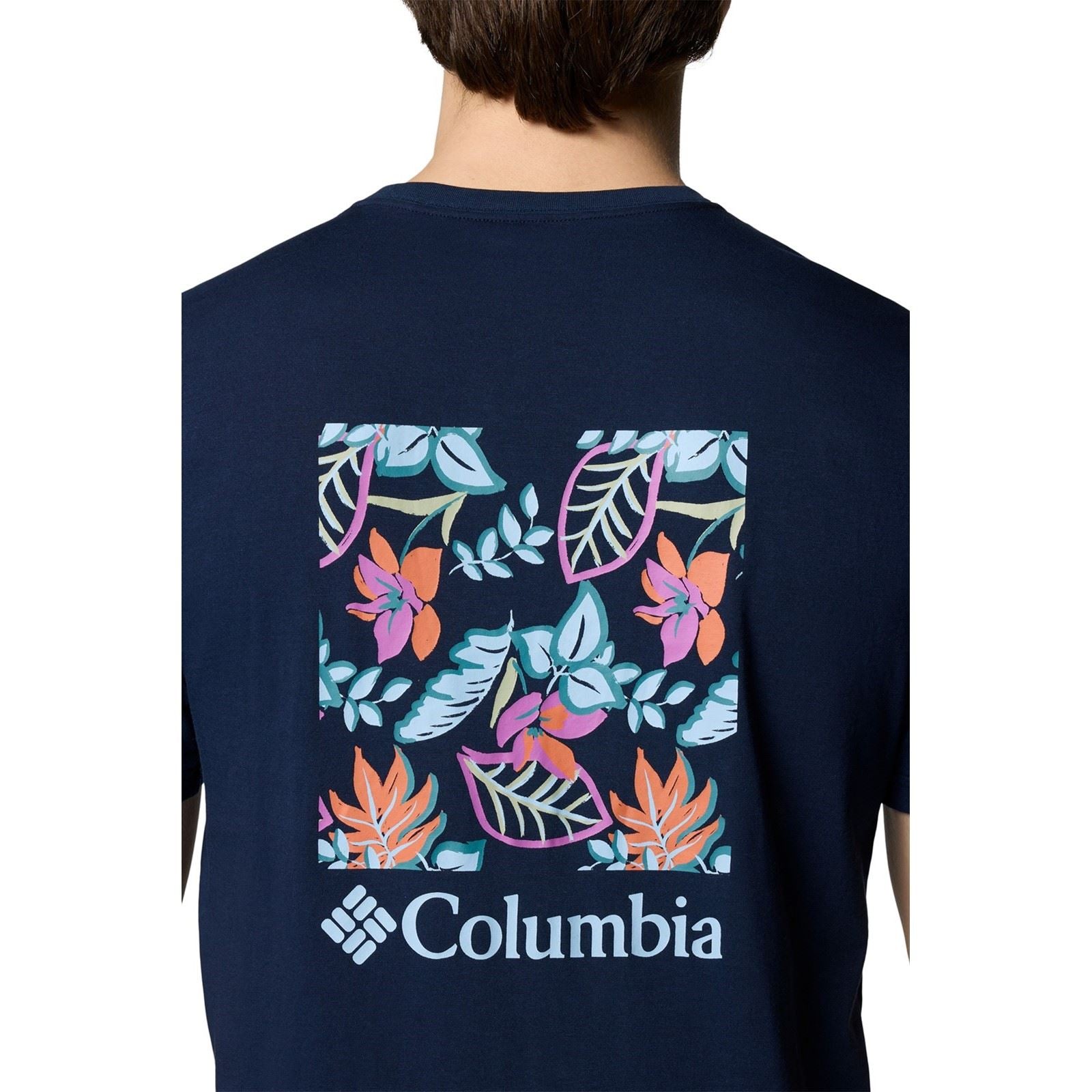 Columbia North Cascades Short Sleeve Tee Cotton Men's Blue Short Sleeve T-Shirts