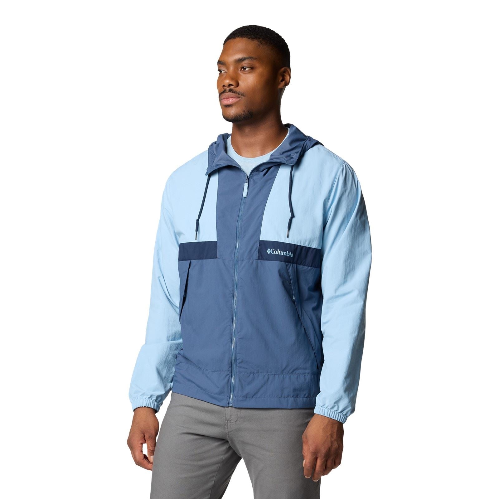 Columbia Spire Valley Hooded Windbreaker Men's Blue Windbreaker Jackets