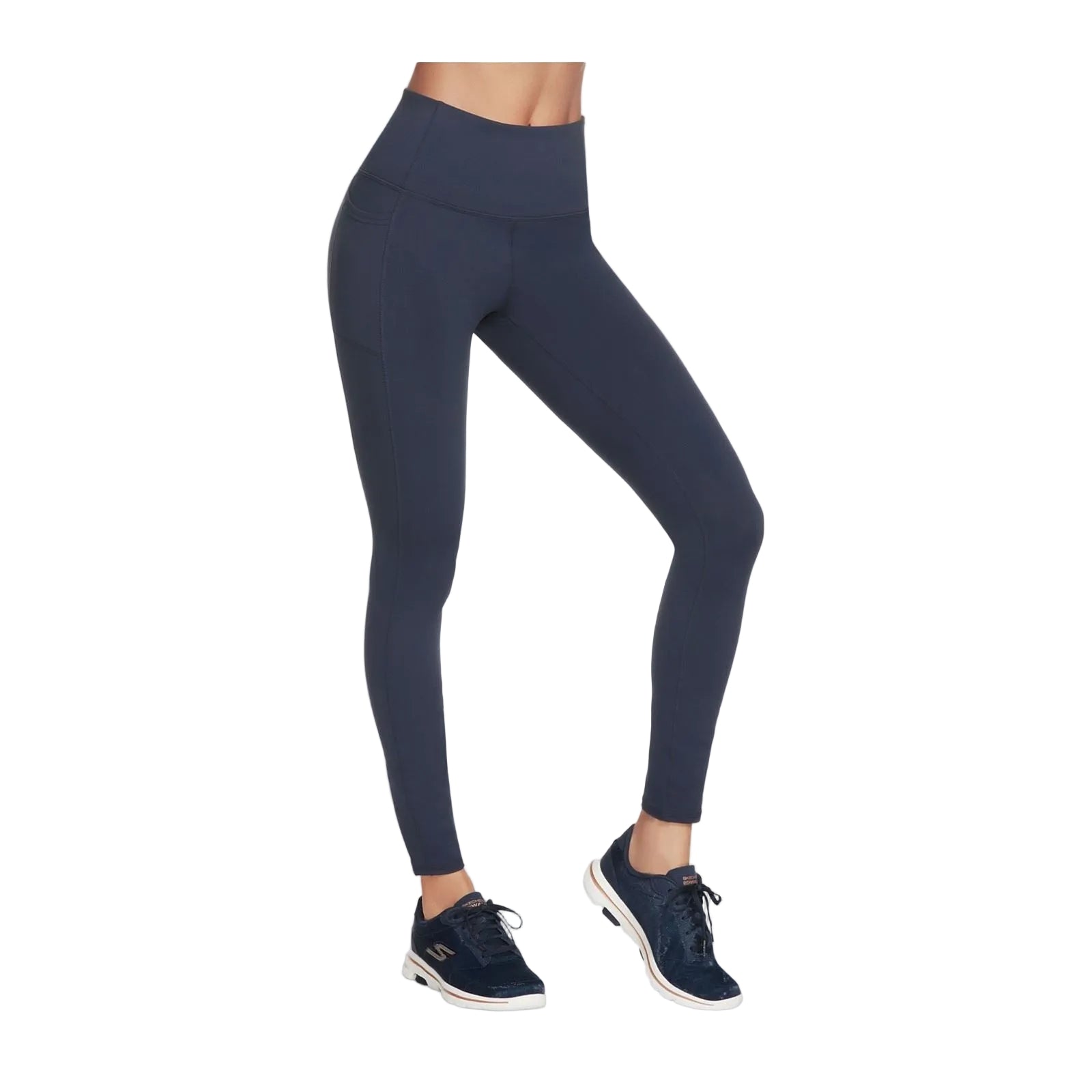 Skechers Performance GOWALK Wear High Waisted Nylon Women's Blue Sports Leggings