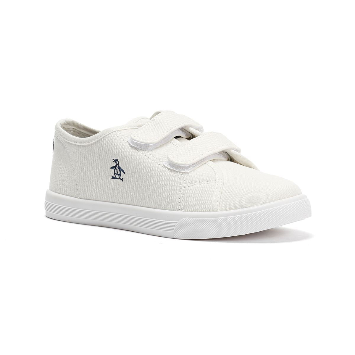 Penguin Junior Sparton Velcro White/Navy Trainers