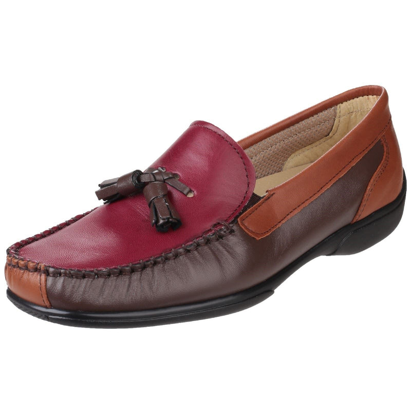 Cotswold Biddlestone Leather Women's Chestnut/Tan/Wine Loafers