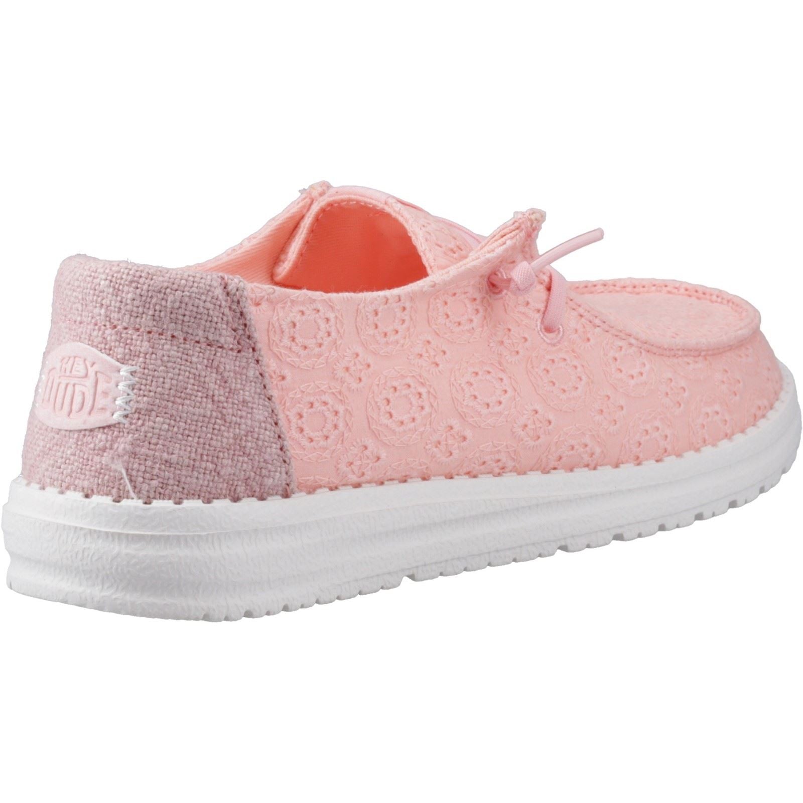 HEYDUDE Wendy Eyelet Lace Cotton Blend Women's Pale Pink Moccasins Shoes