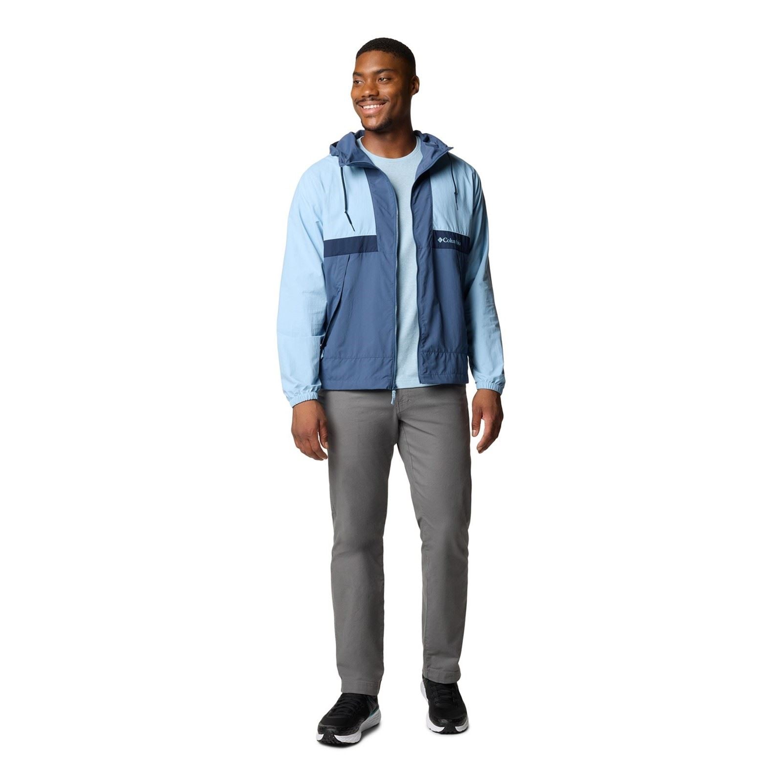 Columbia Spire Valley Hooded Windbreaker Men's Blue Windbreaker Jackets