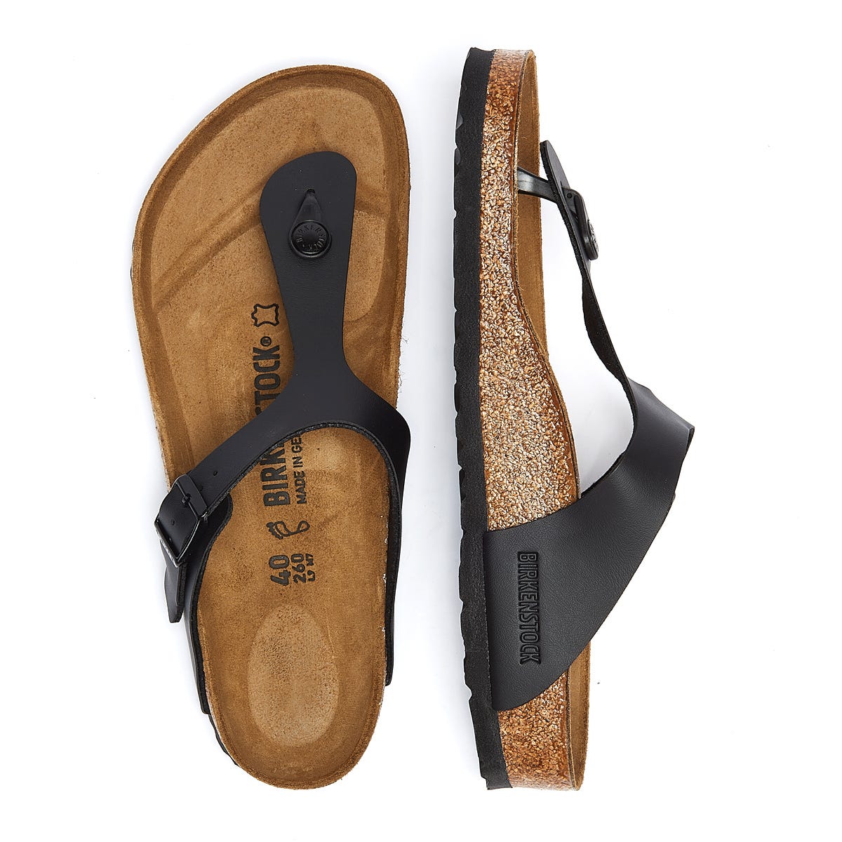 Birkenstock Gizeh Birko-Flor Womens Black Sandals