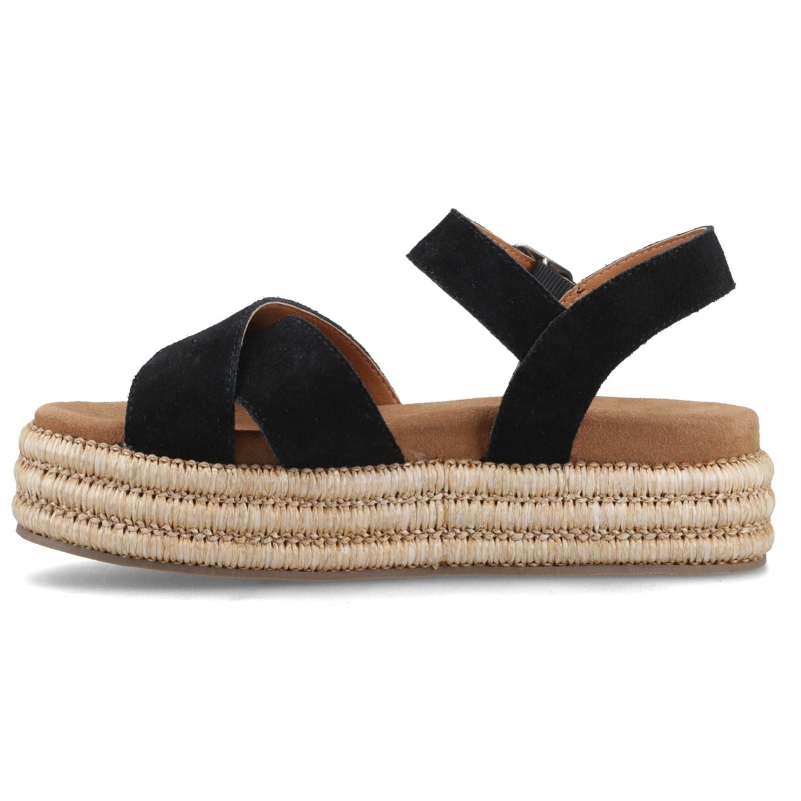 Hush Puppies Rosa Rafia Leather Women's Black Sandals