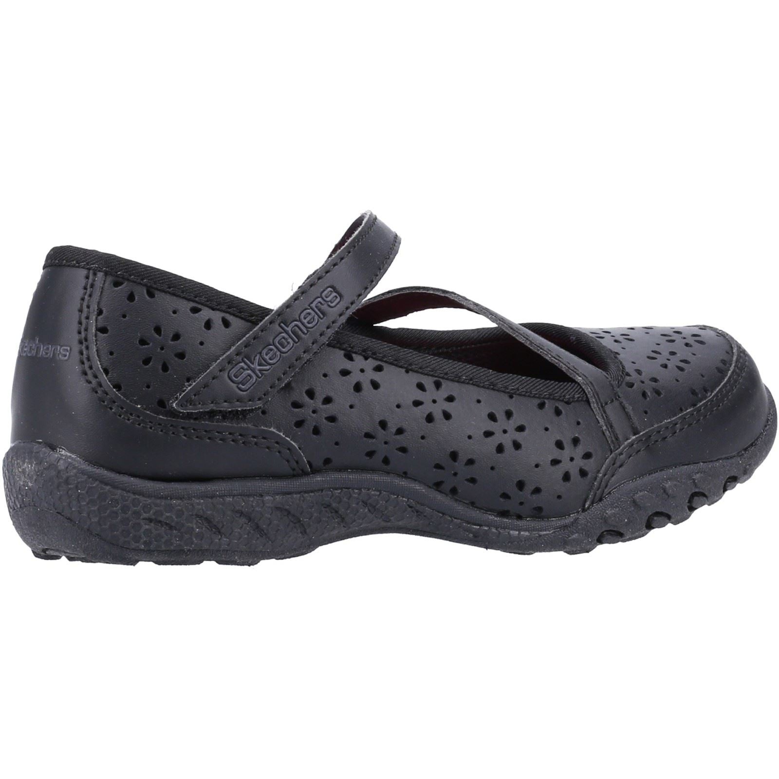 Skechers Breathe-Easy Playground Poppies Leather Girls's Black Shoes