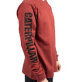 Caterpillar Trademark Banner Long Sleeve Cotton Men's Red T-Shirt